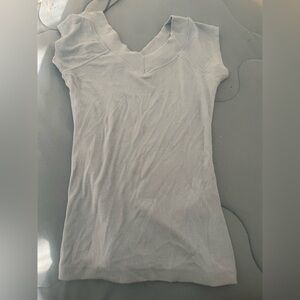 BDG Light Gray Ribbed Short Sleeve Top